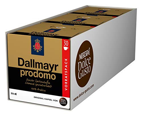 NESCAFÉ Dolce Gusto Dallmayr Prodomo, XXL-Vorratsbox, 90 Kaffeekapseln, Spitzenqualität für einen vollaromatischen Geschmack, 100% Arabica-Bohnen, Aromaversiegelte , 3er Pack (3x30 Kapseln) von NESCAFÉ DOLCE GUSTO