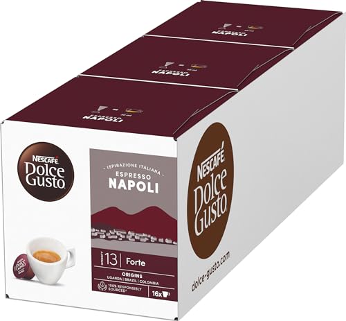 NESCAFÉ Dolce Gusto Espresso Napoli, 48 Kaffeekapseln (Intensität 13, besonders kräftig und reichhaltig), 3er Pack (3 x 16 Kapseln) von NESCAFÉ DOLCE GUSTO