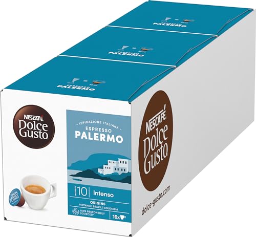 NESCAFÉ Dolce Gusto Espresso Palermo, 48 Kaffeekapseln (Intensität 10, intensiver und durchdringender Geschmack), 3er Pack (3 x 16 Kapseln) von NESCAFÉ DOLCE GUSTO