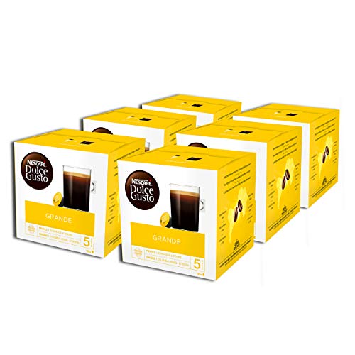 NESCAFÉ Dolce Gusto Grande Kaffee, 96 Kaffeekapseln, 100% Arabica Bohnen, Feine Crema und kräftiges Aroma, Schnelle Zubereitung, Aromaversiegelte Kapseln, 6er Pack (6x16 Kapseln) von NESCAFÉ DOLCE GUSTO