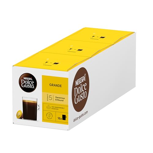 NESCAFÉ Dolce Gusto Grande Kaffee, 48 Kaffeekapseln, Arabica & Robusta Selektion, Feine Crema und kräftiges Aroma, Schnelle Zubereitung, Aromaversiegelte Kapseln, 3er Pack (3 x 16 Kapseln) von NESCAFÉ Dolce Gusto