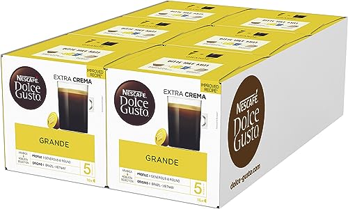 NESCAFÉ Dolce Gusto Grande Kaffee | 96 Kaffeekapseln | 100% Arabica Bohnen | Feine Crema und kräftiges Aroma | 6er Pack (6 x 16 Kapseln) von NESCAFÉ DOLCE GUSTO