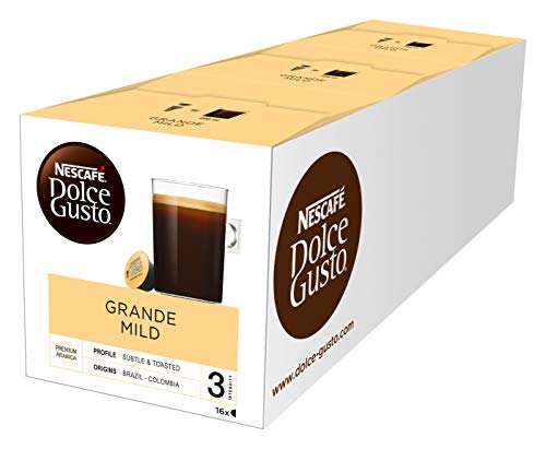 NESCAFÉ Dolce Gusto Grande Mild 48 Kaffeekapseln (100% Arabica Bohnen, Mildes Aroma und feine Crema, Leicht bekömmlich, Aromaversiegelte Kapseln) 3er Pack (3 x 16 Kapseln) von NESCAFÉ DOLCE GUSTO