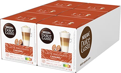 NESCAFÉ Dolce Gusto Latte Macchiato Caramel | 96 Kaffeekapseln | Arabica Robusta Mischung | Feines Karamell Aroma und leckerer Milchschaum | Aromaversiegelte Kapseln | 6er Pack (6 x 16 Kapseln) von NESCAFÉ DOLCE GUSTO