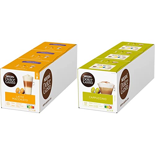 NESCAFÉ Dolce Gusto Latte Macchiato Vorratsbox 90 Kaffeekapseln (Aromatischer Espresso, 3-Schichten -Köstlichkeit aus feinem Milchschaum & Cappuccino, 48 Kaffeekapseln von NESCAFÉ DOLCE GUSTO