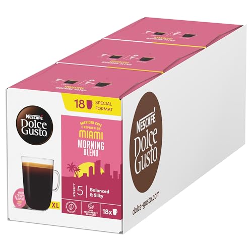 NESCAFÉ Dolce Gusto Miami Morning Blend, 54 Kaffeekapseln (Intensität 5, milde Röstung mit fruchtigem Aroma), 3er Pack (3 x 18 Kapseln) von NESCAFÉ DOLCE GUSTO