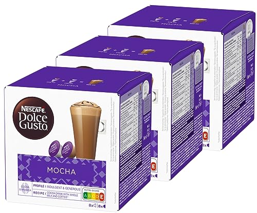NESCAFÉ Dolce Gusto Mocha | 48 Kapseln | Kaffee aus Arabica Bohnen | hochwertiger Kakao mit Milch | Schnelle Zubereitung | Aromaversiegelte Kapseln | 3er Pack (3 x 16 Kapseln) von NESCAFÉ Dolce Gusto