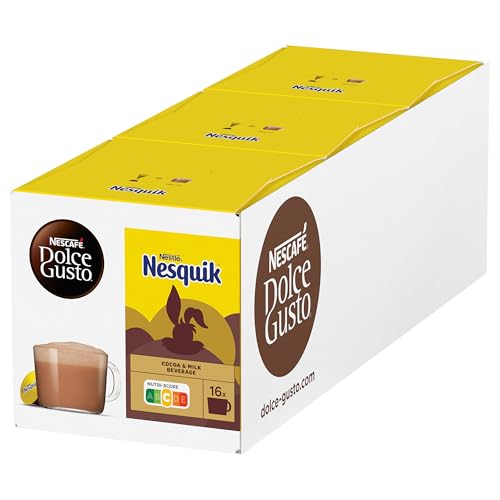 NESCAFÉ Dolce Gusto Nesquik, 48 Kapseln Trinkschokolade, köstlicher Kakao Geschmack, Leckeres Kakaoaroma von , Schnelle Zubereitung, Aromaversiegelte , 3er Pack (3x16 Kapseln) von NESCAFÉ DOLCE GUSTO