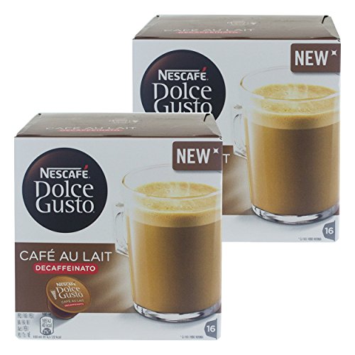 Nescafé Dolce Gusto Cafe au Lait Decaffeinato, Entkoffeinierter Kaffee, Kaffeekapsel, 32 Kapseln von NESCAFÉ Dolce Gusto