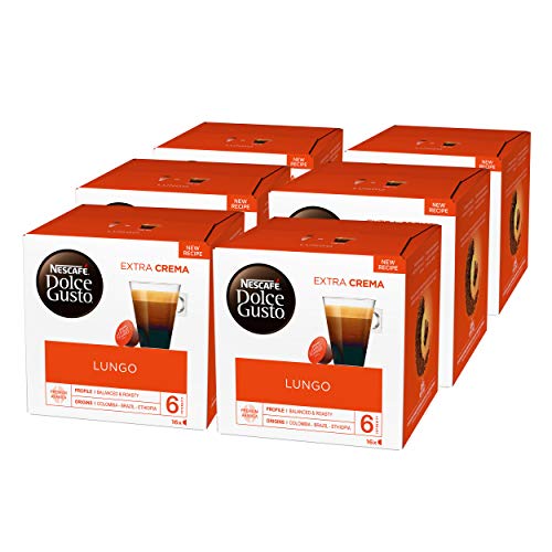 Nescafé Dolce Gusto Caffè Lungo, Kaffee, Kaffeekapsel, 6er Pack, 6 x 16 Kapseln von NESCAFÉ DOLCE GUSTO