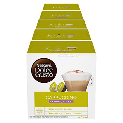 Nescafé Dolce Gusto Cappuccino light, weniger Kalorien, Kaffee, Kaffeekapsel, 5er Pack, 5 x 16 Kapseln (40 Portionen) von NESCAFÉ Dolce Gusto