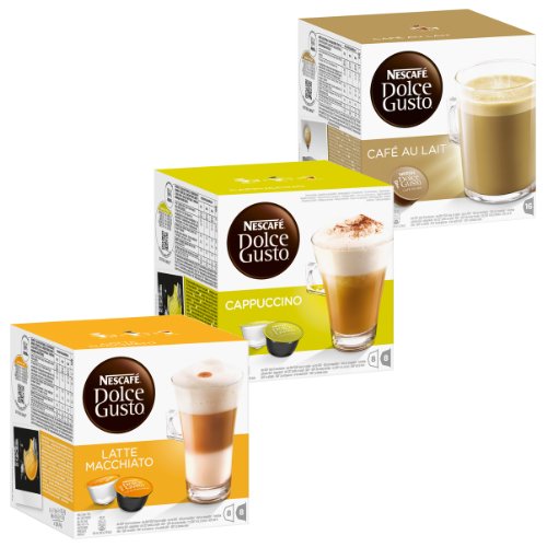Nescafé Dolce Gusto Cream Set: Latte Macchiato, Cappuccino, Au Lait, Kaffee, Kaffeekapsel, 3 x 16 Kapseln von NESCAFÉ Dolce Gusto
