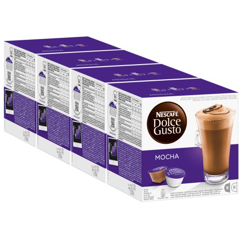 Nescafé Dolce Gusto Mocha, Mokka, Schokolade, Kaffee, Kaffeekapsel, 4er Pack, 4 x 16 Kapseln (32 Portionen) von NESCAFÉ Dolce Gusto