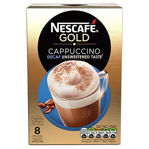 Nescafé Gold Cappuccino Entkoffeinierter ungesüßter Kaffee, 8 Beutel von NESCAFÉ GOLD