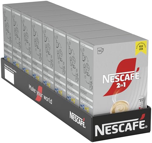 NESCAFÉ 2-in-1 Getränkepulver-Sticks, löslicher Bohnenkaffee mit Creamer, Instant-Kaffee aus erlesenen Kaffeebohnen, koffeinhaltig, 8er Pack (8 x 10 Getränkepulver-Sticks à 8g) von Nescafé