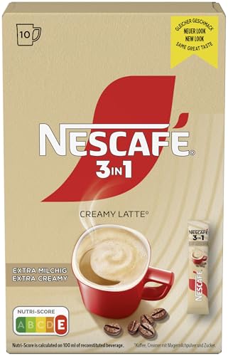 NESCAFÉ 3-in-1 CREAMY LATTE Getränkepulver-Sticks, löslicher Bohnenkaffee mit Creamer mit Magermilchpulver & Zucker, Instant-Kaffee aus erlesenen Kaffeebohnen, koffeinhaltig, 1er Pack NESCAFÉ 3-in-1 CREAMY LATTE Getränkepulver-Sticks, löslicher Bohnenkaffee mit Creamer mit Magermilchpulver & Zucker, Instant-Kaffee aus erlesenen Kaffeebohnen, koffeinhaltig, 1er Pack von NESCAFÉ