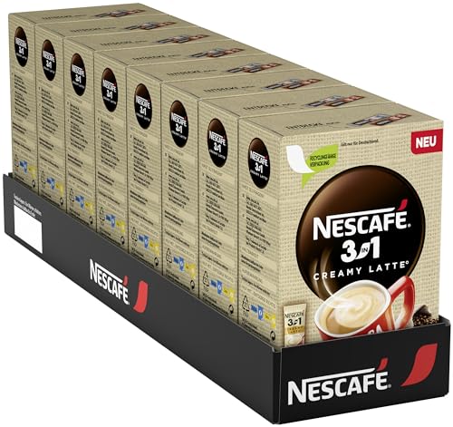 NESCAFÉ 3-in-1 CREAMY LATTE Getränkepulver-Sticks, löslicher Bohnenkaffee mit Creamer mit Magermilchpulver und Zucker, koffeinhaltig, 8er Pack (8 x 10 Getränkepulver-Sticks à 15g) von NESCAFÉ
