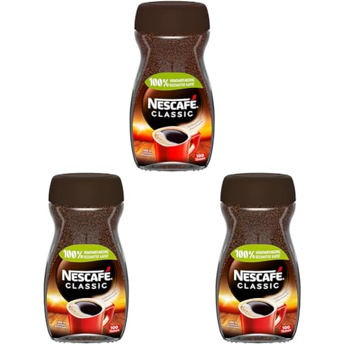 NESCAFÉ CLASSIC, löslicher Bohnenkaffee aus mitteldunkel gerösteten Kaffeebohnen, kräftiger Geschmack & intensives Aroma, koffeinhaltig, 3er Pack (1 x 200g) von NESCAFÉ