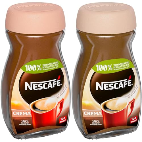 NESCAFÉ CLASSIC Crema, löslicher Bohnenkaffee aus mitteldunkel gerösteten Kaffeebohnen, kräftiger Instant-Kaffee mit samtiger Crema, koffeinhaltig, 2er Pack, 200g von NESCAFE