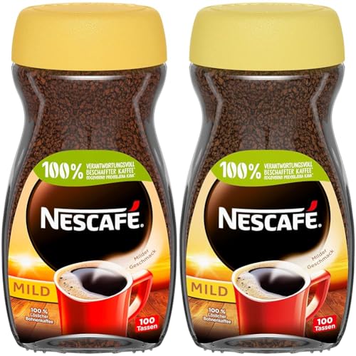 NESCAFÉ CLASSIC Mild, löslicher Bohnenkaffee aus mitteldunkel gerösteten Kaffeebohnen, milder Geschmack & intensives Aroma, koffeinhaltig, 2er Pack (1 x 200g) von NESCAFÉ