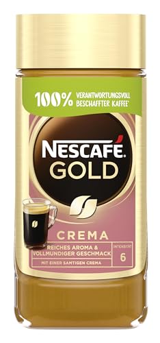 NESCAFÉ GOLD Crema, löslicher Bohnenkaffee, Instant-Kaffee aus erlesenen Kaffeebohnen mit samtiger Crema, koffeinhaltig, 200g von NESCAFÉ
