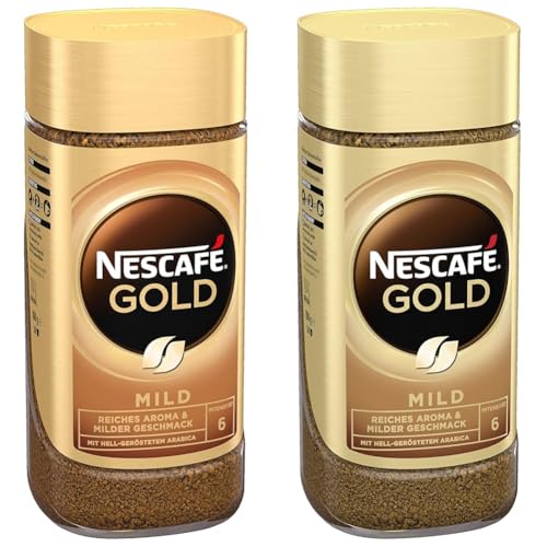 NESCAFÉ GOLD Mild, löslicher Bohnenkaffee, Instant-Kaffee aus erlesenen Kaffeebohnen, koffeinhaltig, 2er Pack (1 x 100g) von NESCAFÉ