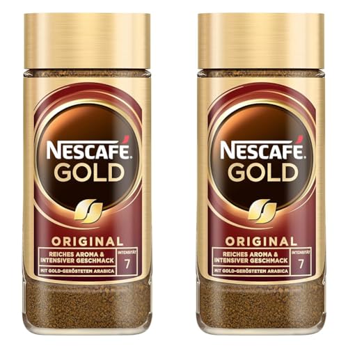 NESCAFÉ GOLD Original, löslicher Bohnenkaffee, Instant-Kaffee aus erlesenen Kaffeebohnen, koffeinhaltig, 2er Pack (1 x 100g) von NESCAFÉ