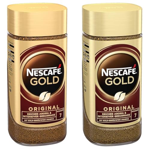 NESCAFÉ GOLD Original, löslicher Bohnenkaffee, Instant-Kaffee aus erlesenen Kaffeebohnen, koffeinhaltig, 2er Pack (1 x 200g) von NESCAFÉ