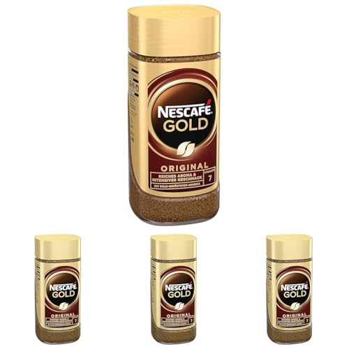 NESCAFÉ GOLD Original, löslicher Bohnenkaffee, Instant-Kaffee aus erlesenen Kaffeebohnen, koffeinhaltig, 4er Pack (1 x 200g) von NESCAFÉ
