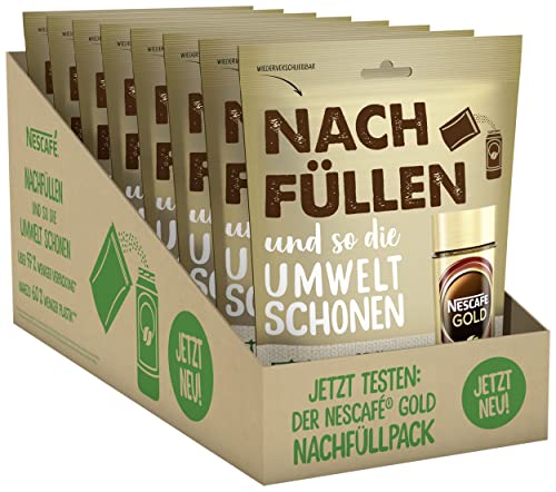 NESCAFÉ GOLD Original Nachfüllpack, löslicher Bohnenkaffee, Instant-Kaffee aus erlesenen Kaffeebohnen, koffeinhaltig, 8er Pack (8 x 150g) von NESCAFÉ