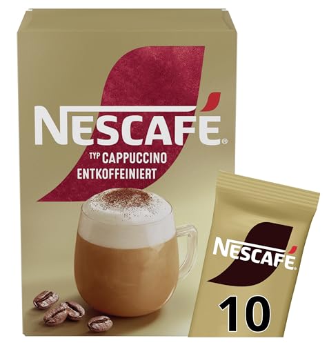 NESCAFÉ GOLD Typ Cappuccino Entkoffeiniert, Getränkepulver-Sticks aus entkoffeiniertem löslichem Bohnenkaffee, koffeinfrei, 1er Pack (à 10 x 12,5g Sachet) von NESCAFÉ