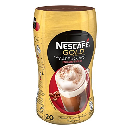 NESCAFÉ GOLD Typ Cappuccino Entkoffeiniert, Getränkepulver aus entkoffeiniertem löslichem Bohnenkaffee, vollmundig & aromatisch, koffeinfrei, 1er Pack (1 x 250g) von Nescafé