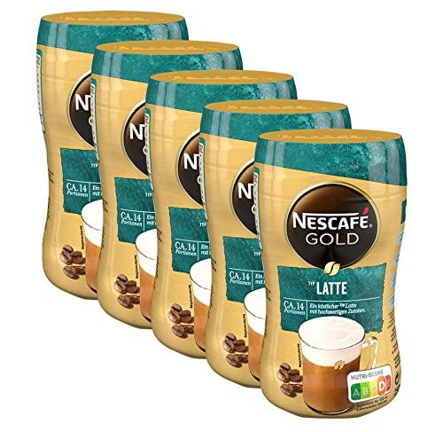 NESCAFÉ GOLD Typ Latte, Getränkepulver aus löslichem Bohnenkaffee, kräftiger Geschmack & intensives Aroma, koffeinhaltig, 5er Pack (5x250g) von Nescafé