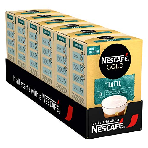 Nescafé Gold Typ Latte, Löslicher Bohnenkaffee, Instantkaffee, Instant Kaffee, 6 x 8 Portionen von Nescafé