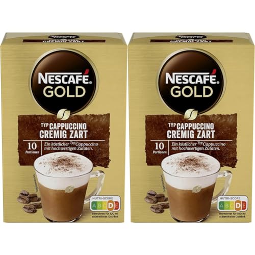 NESCAFÉ Gold Typ Cappuccino Cremig Zart, Getränkepulver aus löslichem Bohnenkaffee, portionsweiser Geschmack, koffeinhaltig, 2er Pack (1 x 10 Sticks à 14g) von NESCAFÉ