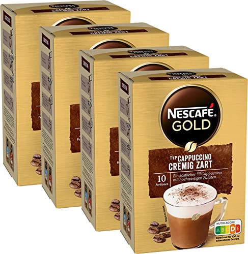 NESCAFÉ Gold Typ Cappuccino Cremig Zart, Getränkepulver aus löslichem Bohnenkaffee, portionsweiser Geschmack, koffeinhaltig, 4er Pack (4 x 10 Sticks à 14g) von Nescafé