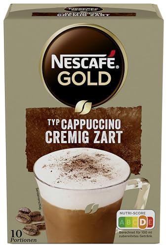 NESCAFÉ Gold Typ Cappuccino Cremig Zart, Getränkepulver aus löslichem Bohnenkaffee, portionsweiser Geschmack, koffeinhaltig, 1er Pack (1 x 10 Sticks à 14g) von Nescafé