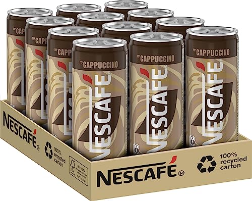 NESCAFÉ XPRESS Cappuccino, trinkfertiger Iced Coffee Cappuccino in der Dose für unterwegs, koffeinhaltig, 12er Pack (12 x 250ml) von Nescafé