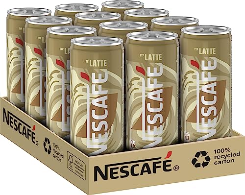 NESCAFÉ Ready-to-drink Typ Latte, trinkfertiger Iced Latte Macchiato in der Dose für unterwegs, koffeinhaltig, 12er Pack (12 x 250ml) von Nescafé