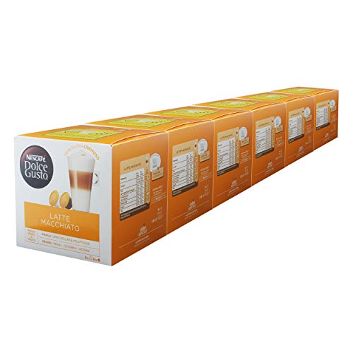 Nescafé Dolce Gusto Latte Macchiato | 96 Kaffeekapseln | Aromatischer Espresso | 3-Schichten -Köstlichkeit aus feinem Milchschaum | Aromaversiegelte Kapseln | 6er Pack (6 x 16 Kapseln) von NESCAFÉ Dolce Gusto