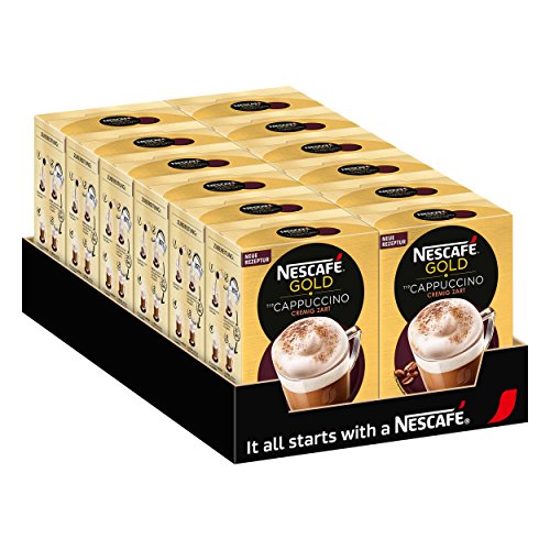 Nescafé Gold Typ Cappuccino, Cremig Zart, Löslicher Bohnenkaffee, Instantkaffee, Kaffee, 12 x 10 Portionen, 12321032 von NESCAFÉ