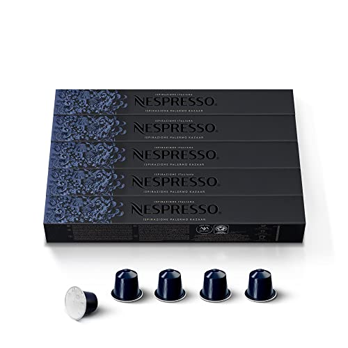 NESPRESSO ORIGINAL Kazaar, Dunkle Röstung, Kompatibel mit ORIGINAL Kaffeemaschinen, Kapsel Set aus 50 Kaffeekapseln von Nespresso