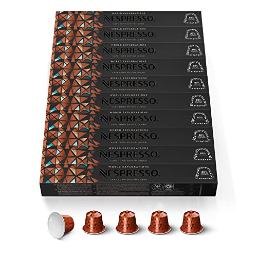 NESPRESSO ORIGINAL Cape Town Lungo, Dunkle Röstung, Kompatibel mit ORIGINAL Kaffeemaschinen, Kapsel Set aus 100 Kaffeekapseln von Nespresso