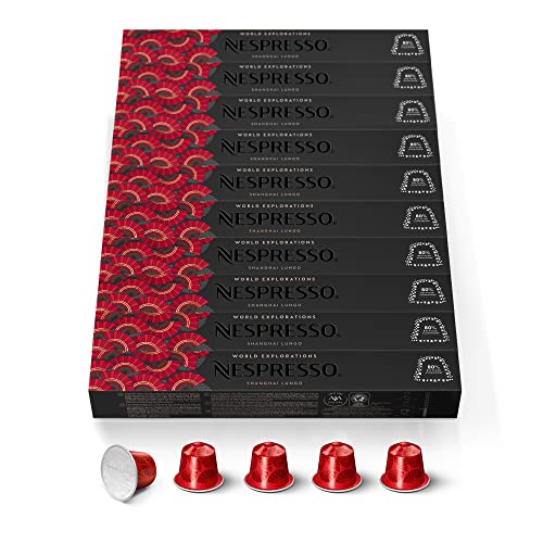 NESPRESSO ORIGINAL Shanghai Lungo, Helle Röstung, Kompatibel mit ORIGINAL Kaffeemaschinen, Kapsel Set aus 100 Kaffeekapseln von Nespresso