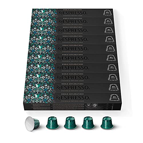 NESPRESSO ORIGINAL Stockholm Lungo, Dunkle Röstung, Kompatibel mit ORIGINAL Kapselmaschinen, Kapsel Set aus 100 Kaffeekapseln von Nespresso
