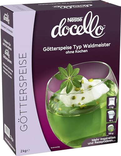 NESTLÉ docello Götterspeise Typ Waldmeister, ohne Kochen, Dessertpulver für Wackelpudding mit Waldmeistergeschmack, 1er Pack (1 x 2kg Faltschachtel) von NESTLE PROFESSIONAL
