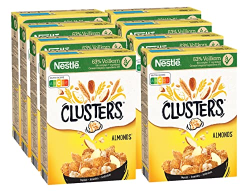 Nestlé Clusters Mandel, Cerealien für ein leckeres Frühstück mit knackigen Mandelblättchen, (8x325g) von NESTLE