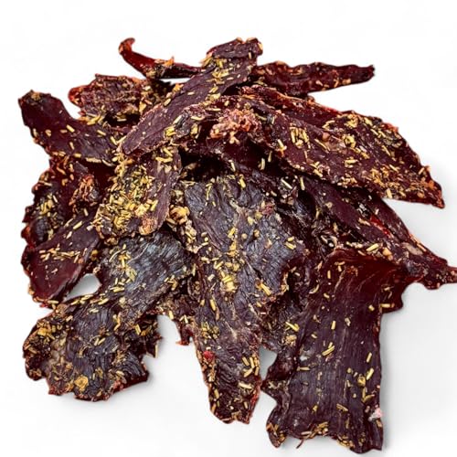 NEW BEER SNACK - Beef Jerky - Trockenfleisch Snacks - Leckeres Knabbereartikel aus Rindfleisch - Jerky Gertrocknet und Gewürzt - Fleisch Scheiben, Französischer Geschmack, 100 g NEW BEER SNACK - Beef Jerky - Trockenfleisch Snacks - Leckeres Knabbereartikel aus Rindfleisch - Jerky Gertrocknet und Gewürzt - Fleisch Scheiben, Französischer Geschmack, 100 g von NEW BEER SNACK