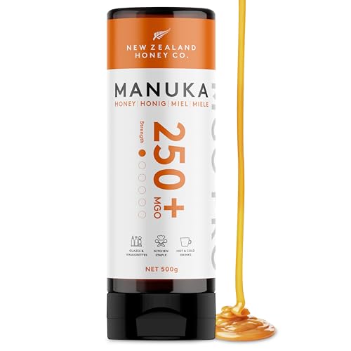 New Zealand Honey Co. Manuka Honig MGO 250+ | 500g Quetschflasche | Aktiv und Roh | Hergestellt in Neuseeland | Zertifiziertem Methylglyoxal Gehalt | 500g von NEW ZEALAND HONEY CO