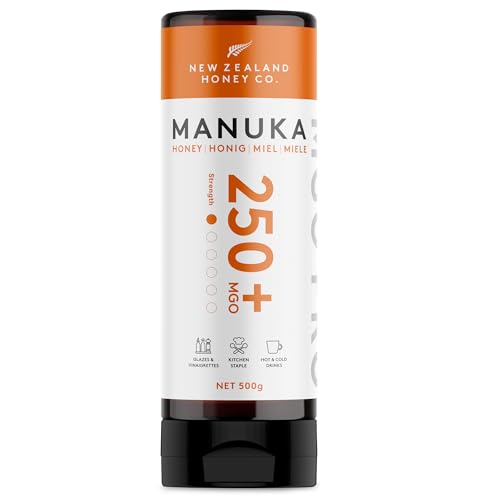 New Zealand Honey Co. Manuka Honig MGO 250+ | 500g Quetschflasche | Aktiv und Roh | Hergestellt in Neuseeland | Zertifiziertem Methylglyoxal Gehalt | 500g von NEW ZEALAND HONEY CO